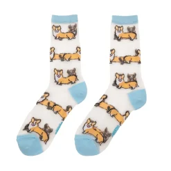 Coucou Suzette Corgi Sheer Socks* Sheer Socks