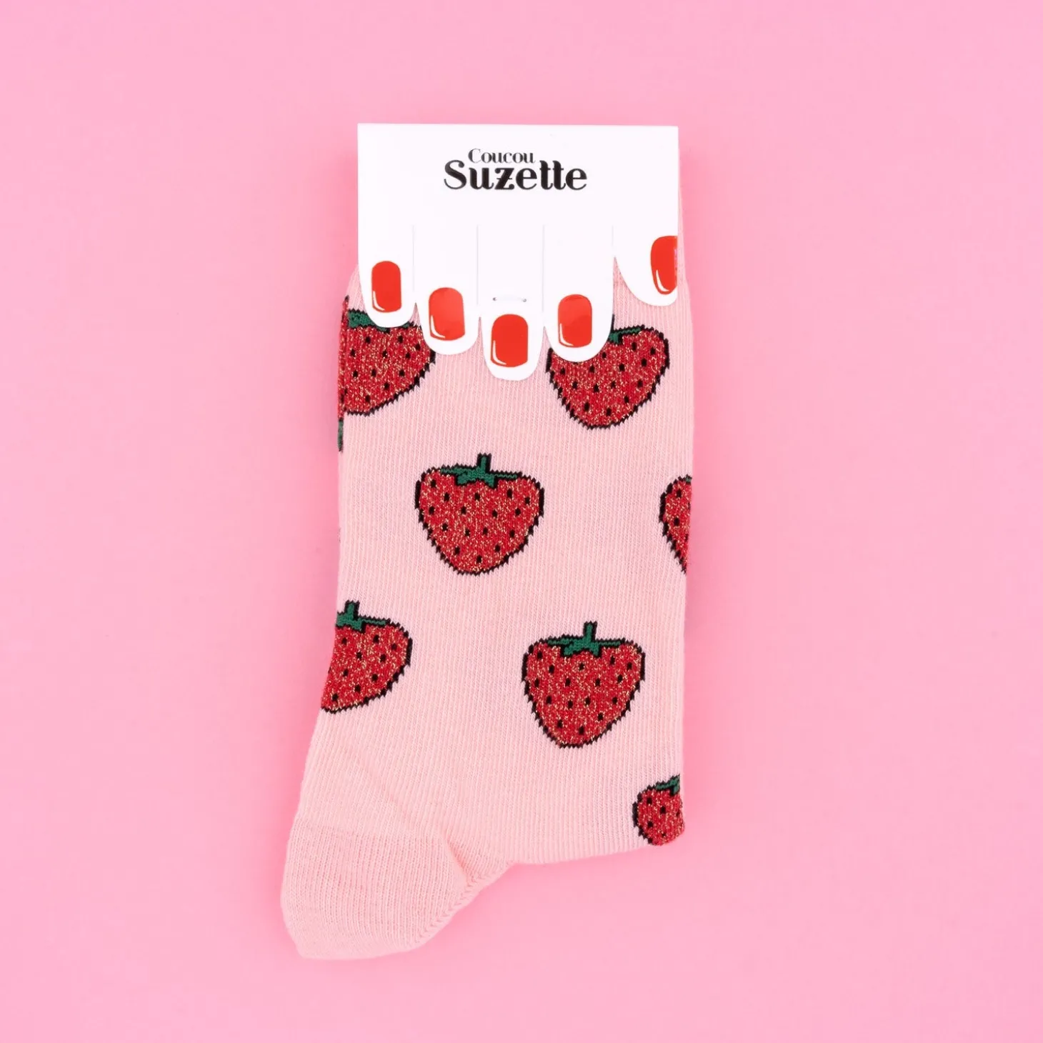 Coucou Suzette Glittery Strawberry Socks* Cotton Socks