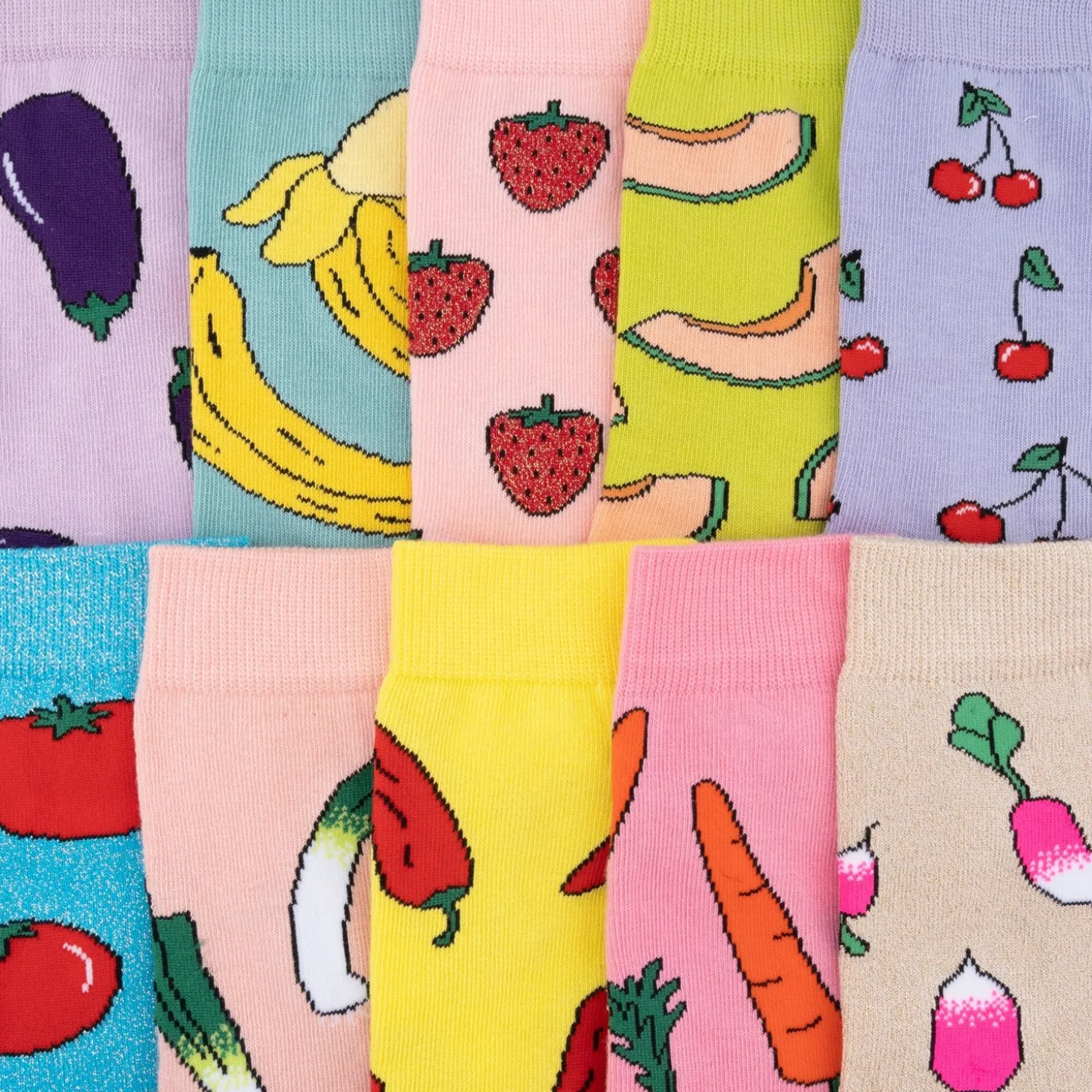 Coucou Suzette Glittery Strawberry Socks* Cotton Socks