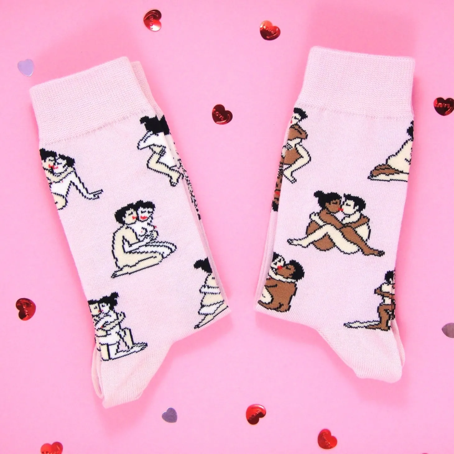 Coucou Suzette Kamasutra Socks - Straight Lovers - Pink* Cotton Socks