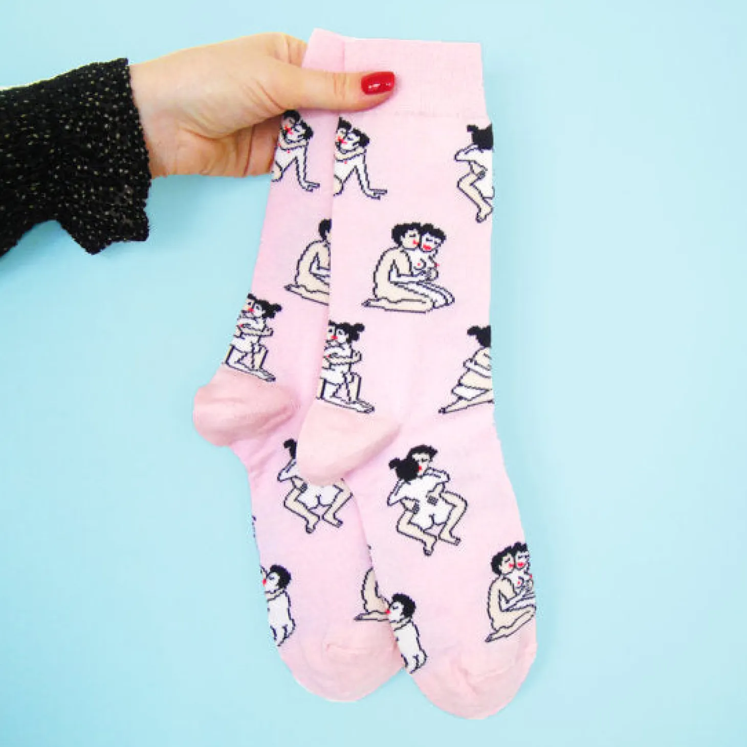 Coucou Suzette Kamasutra Socks - Straight Lovers - Pink* Cotton Socks