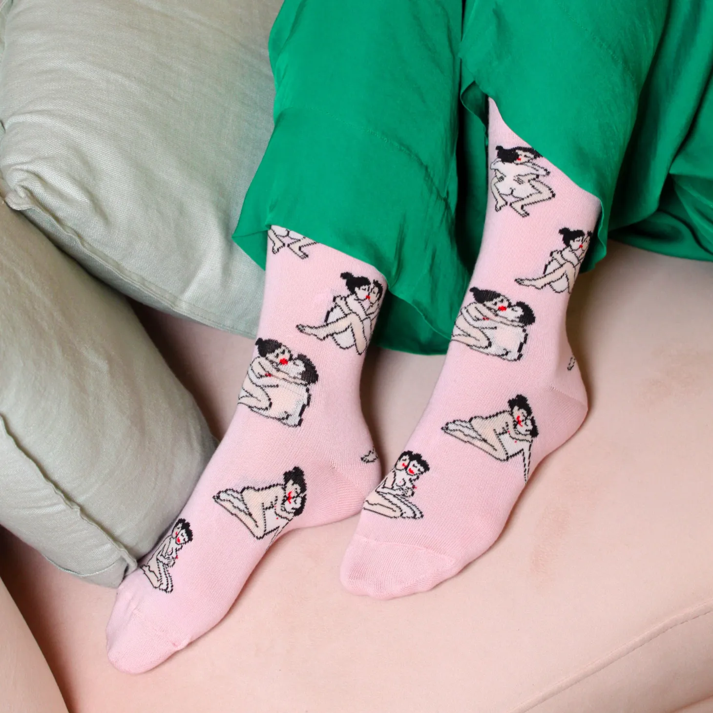 Coucou Suzette Kamasutra Socks - Straight Lovers - Pink* Cotton Socks