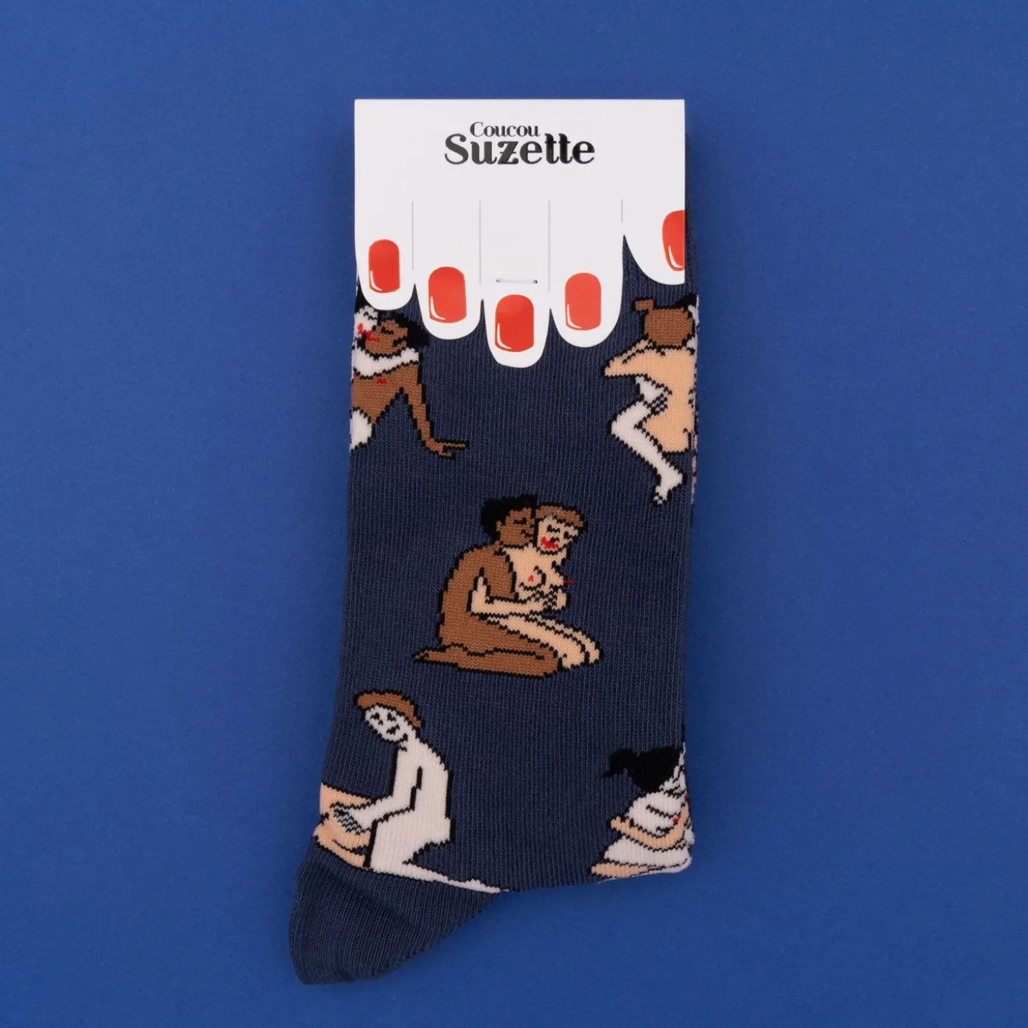 Coucou Suzette Kamasutra Socks - Straight Lovers - Blue* Cotton Socks