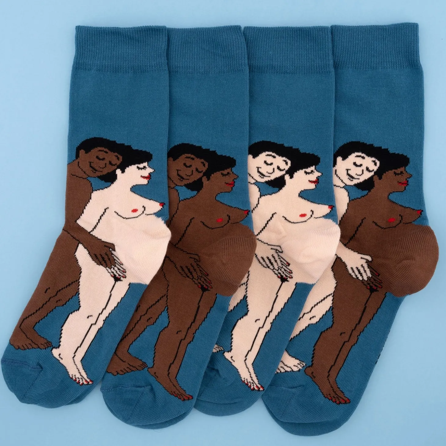 Coucou Suzette Parents Socks - White Mom And Black Dad* Cotton Socks