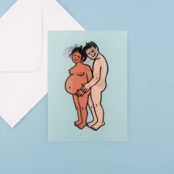 Coucou Suzette Pregnancy Postcard - Black Mom Black Dad* Stationery