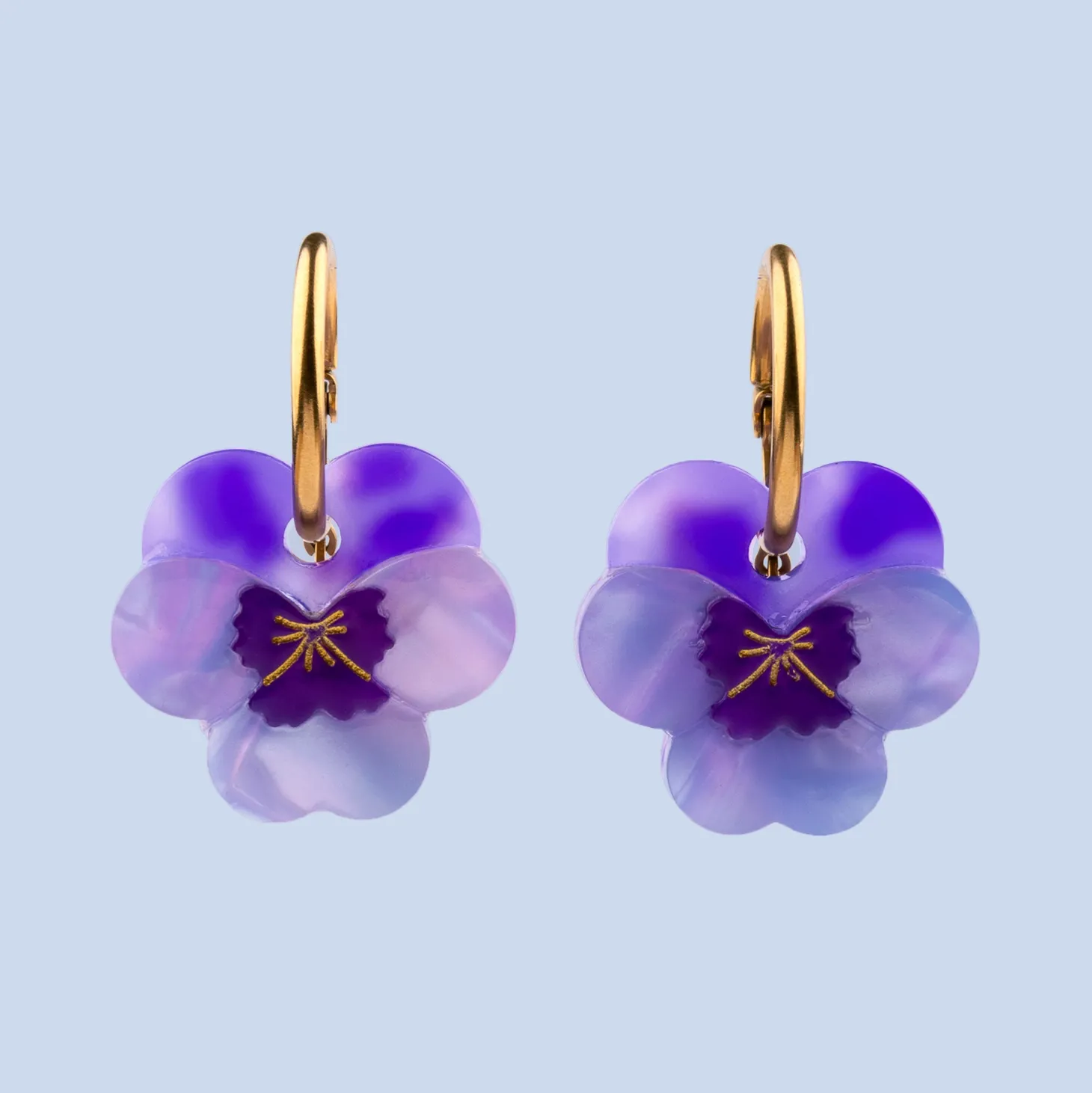 Coucou Suzette Purple Pansies Earrings* Jewelry