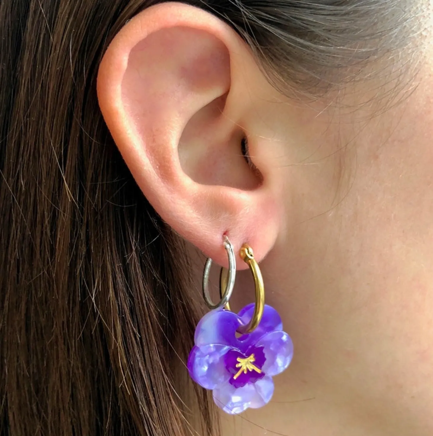 Coucou Suzette Purple Pansies Earrings* Jewelry