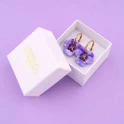 Coucou Suzette Purple Pansies Earrings* Jewelry