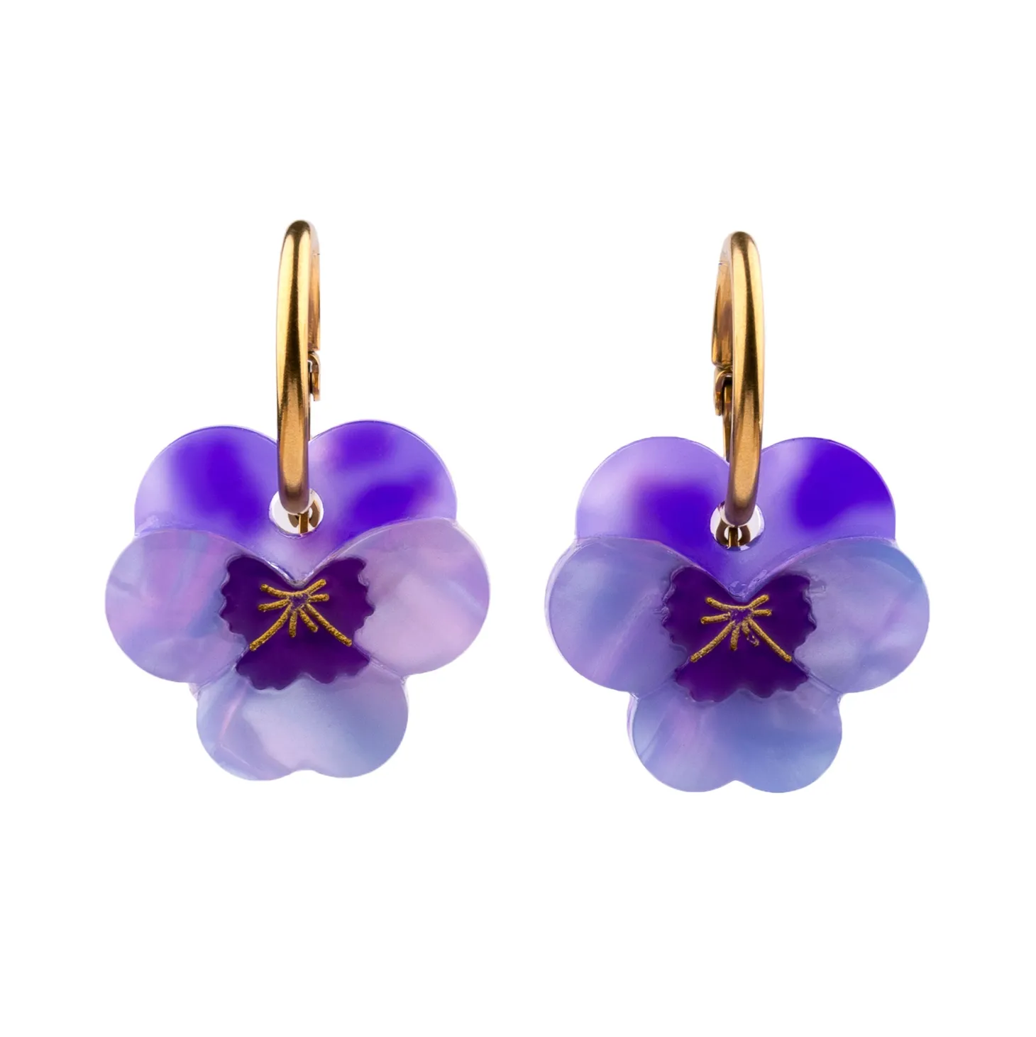 Coucou Suzette Purple Pansies Earrings* Jewelry