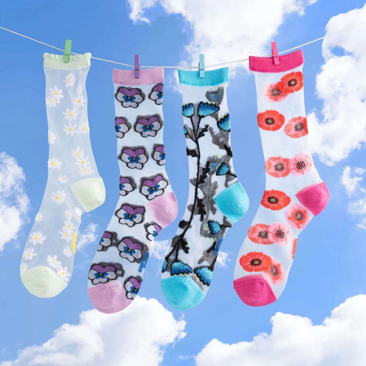 Coucou Suzette Purple Pansy Sheer Socks* Sheer Socks