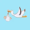 Coucou Suzette Stork Pin - White Baby* Pins
