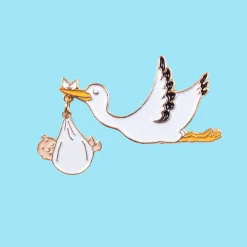 Coucou Suzette Stork Pin - White Baby* Pins