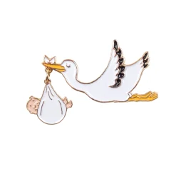 Coucou Suzette Stork Pin - White Baby* Pins