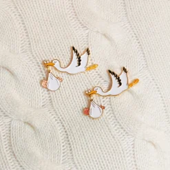 Coucou Suzette Stork Pin - White Baby* Pins